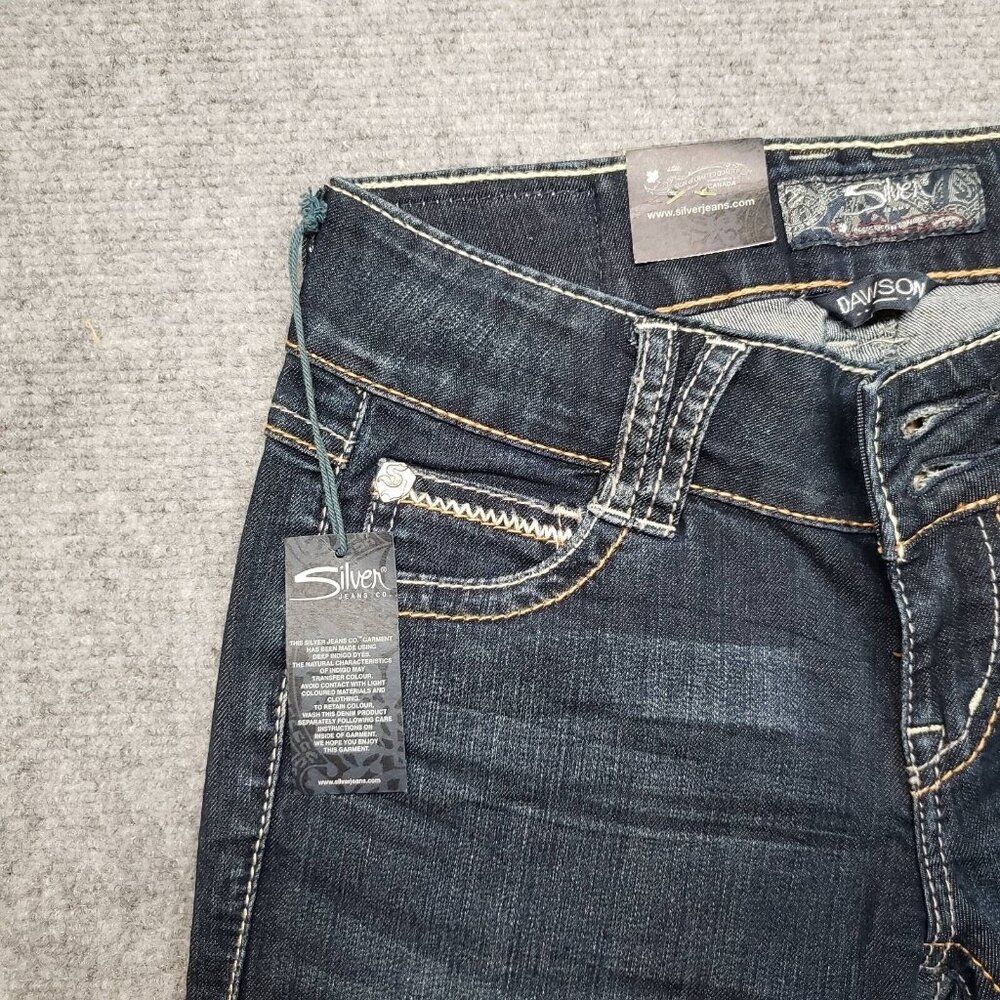 Silver Jeans Dawson Womens 26X32 Blue Bootcut Faded Embroidered Low Rise New - Picture 6 of 12